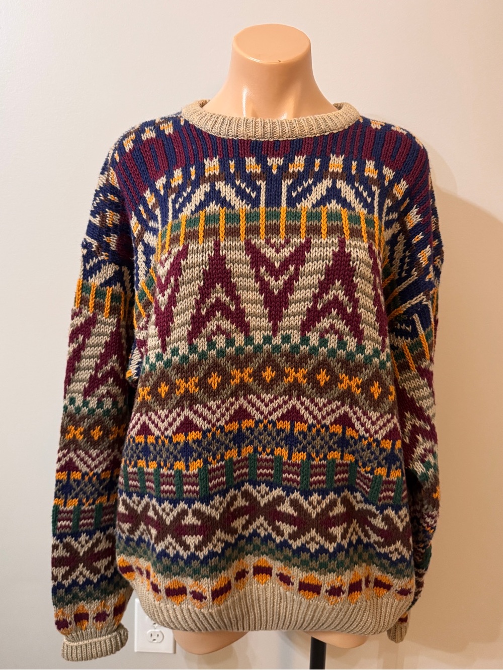 Northern Isles Grandpa Sweater Vintage Pattern XL